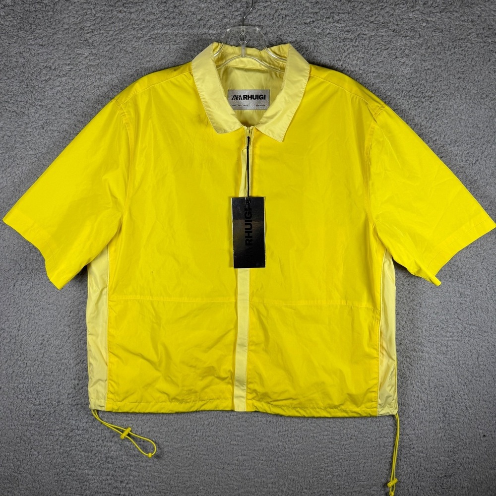 NWT Zara x Rhuigi Yellow Windbreaker Short Sleeve Sz L Unisex Streetwear Women's